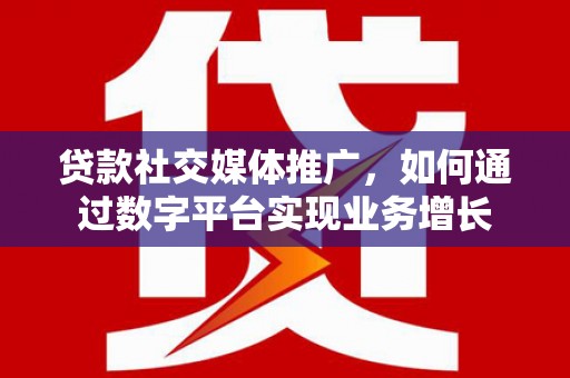 老河口贷款社交媒体推广，如何通过数字平台实现业务增长