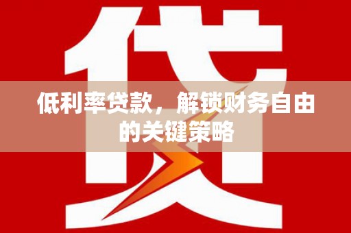 老河口低利率贷款，解锁财务自由的关键策略