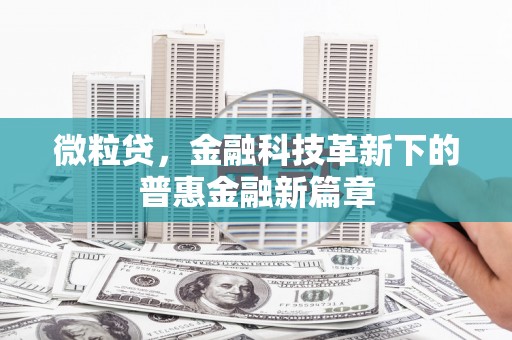 老河口微粒贷，金融科技革新下的普惠金融新篇章